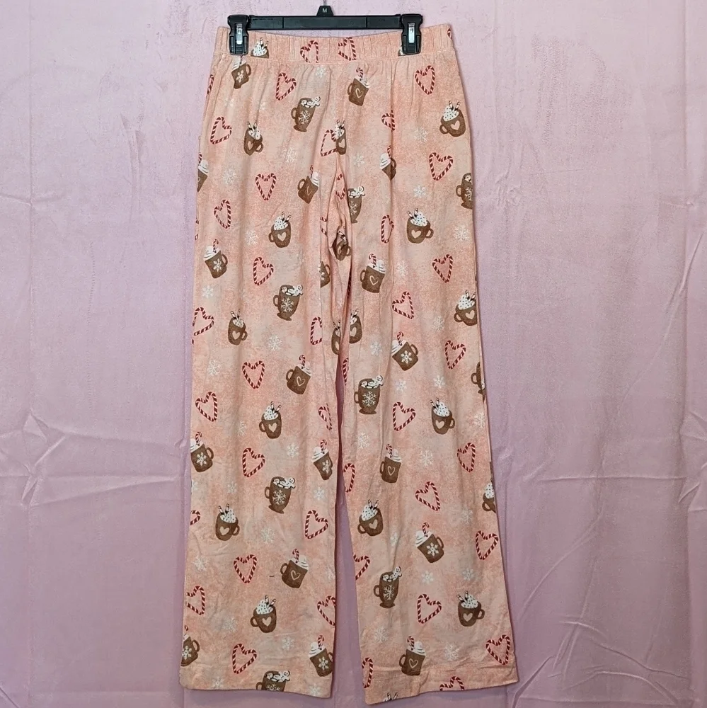 Sleep Sense Pink Candy Canes and Hot Cocoa Pajama Pants with Pockets size Small